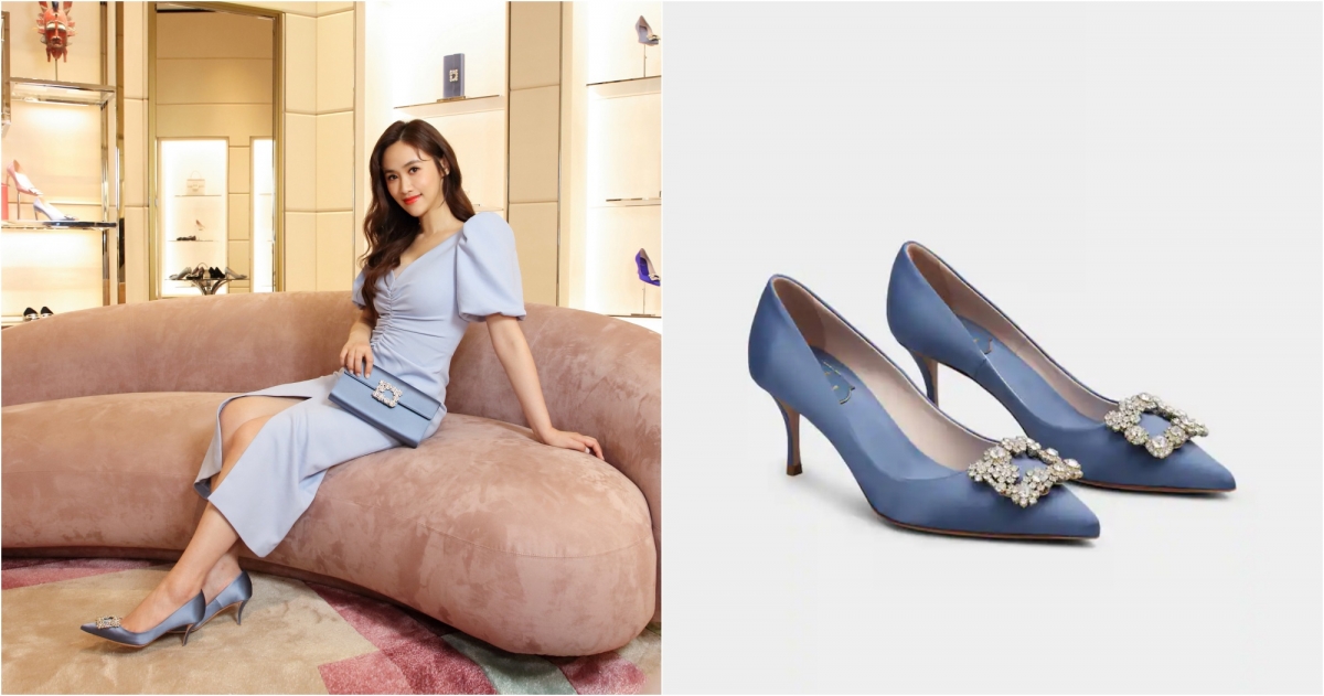 Flower Strass迷霧藍花鑽跟鞋，NT$68,200