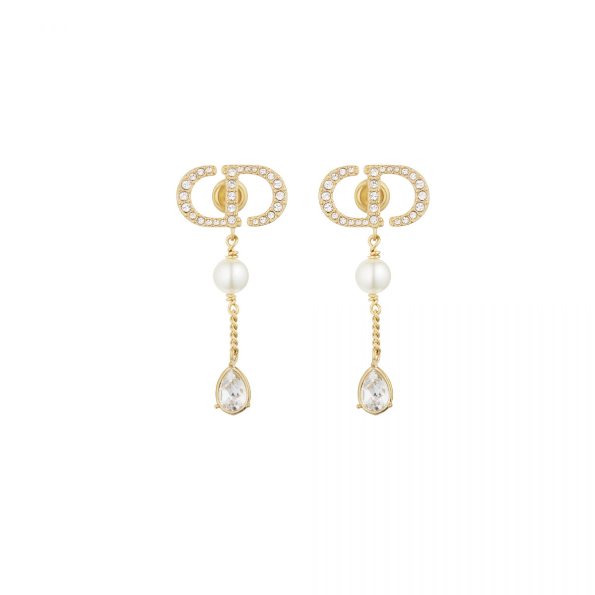 Dior Petit CD 珍珠與白水晶耳飾,NT$17,000
