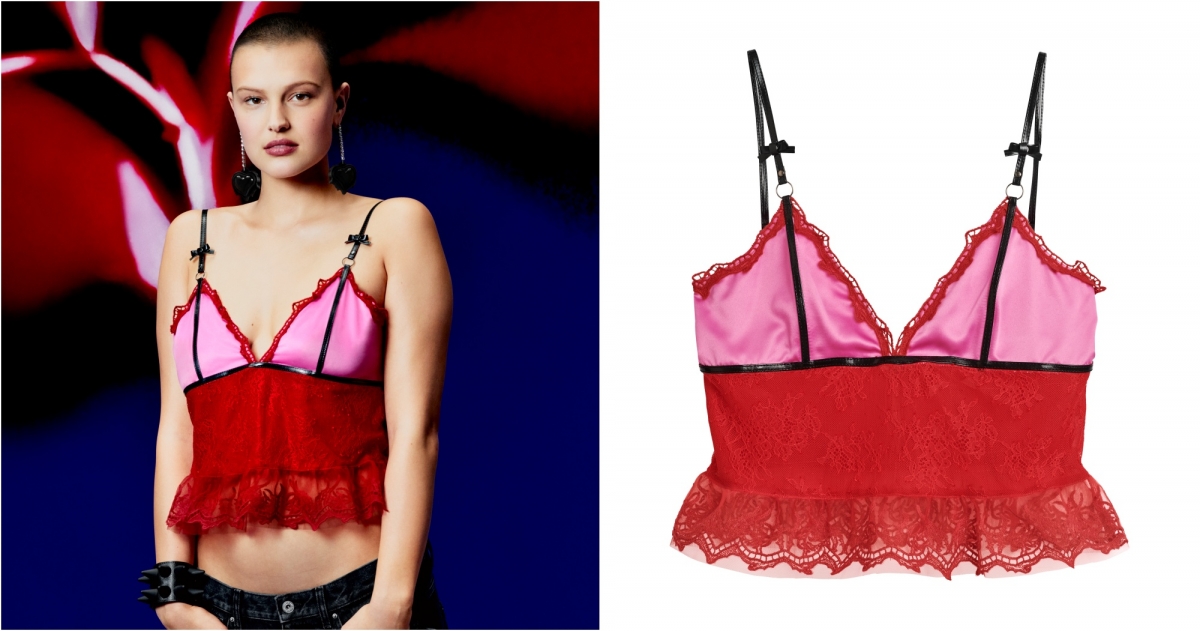 H&M 永續時尚系列_主題故事五：摯愛珍藏_綢緞蕾絲上衣，NT$1,999