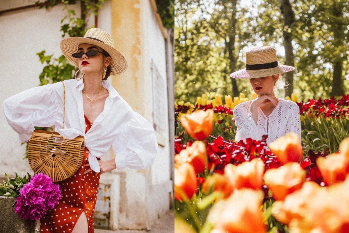 寬帽簷設計的草帽是春夏必備的帽款，不僅能做為造型搭配，還有遮陽防曬的效果。