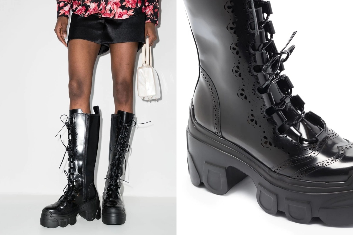 Simone Rocha Tracker lace-up leather boots