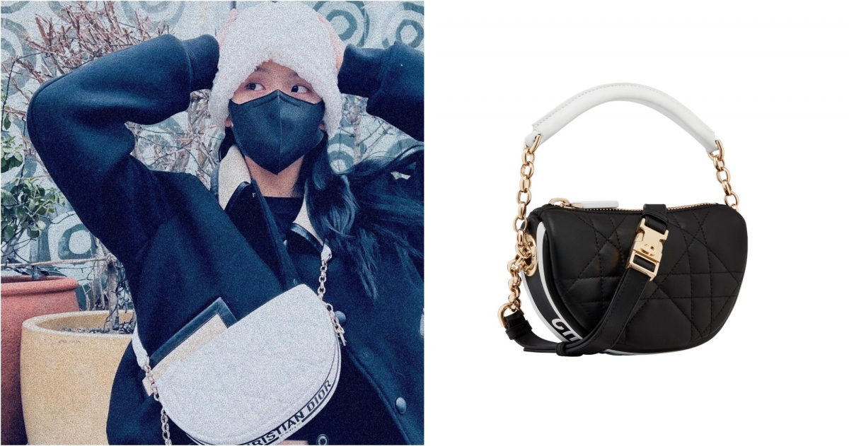 Dior Vibe Hobo micro 黑色籐格紋羊皮肩背包與白色手提把,NT$79,000