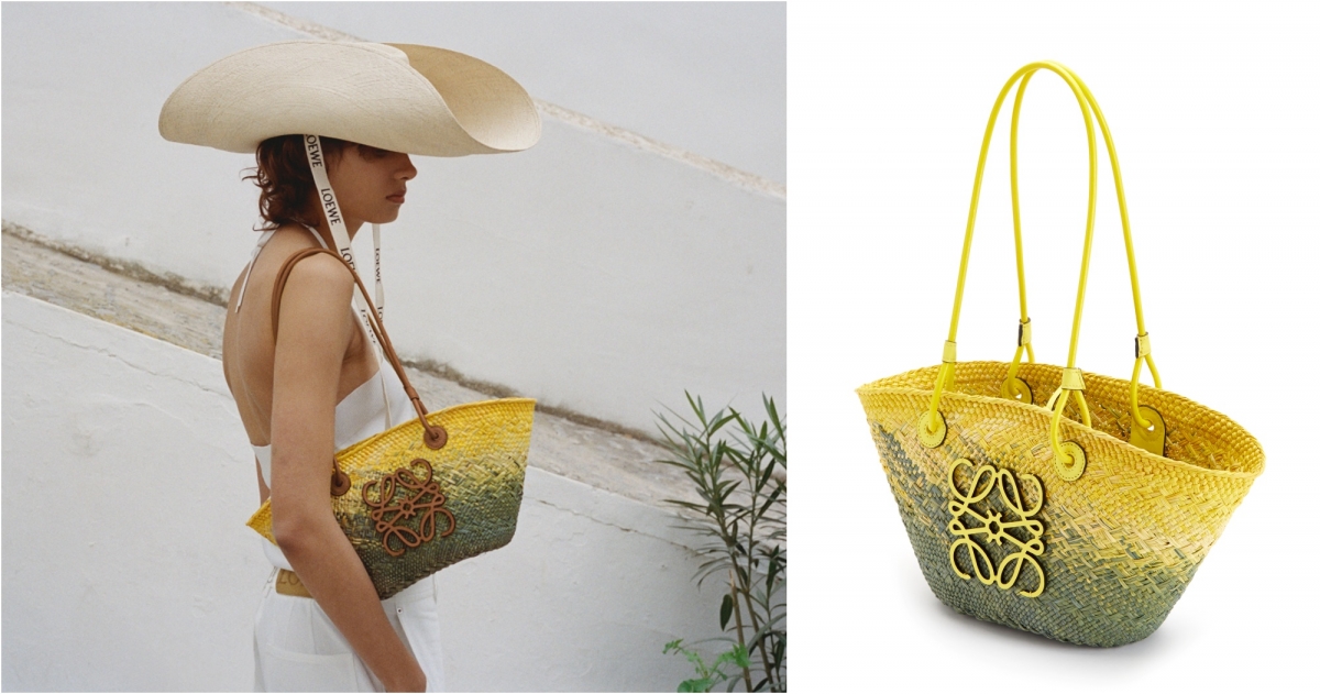 LOEWE ANAGRAM卡其綠編織手提肩背包，NT$27,000