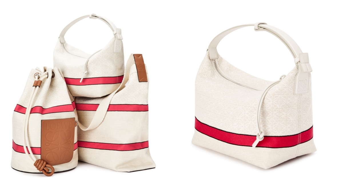 LOEWE CUBI 紅色條紋提花手提肩背包,NT$45,000