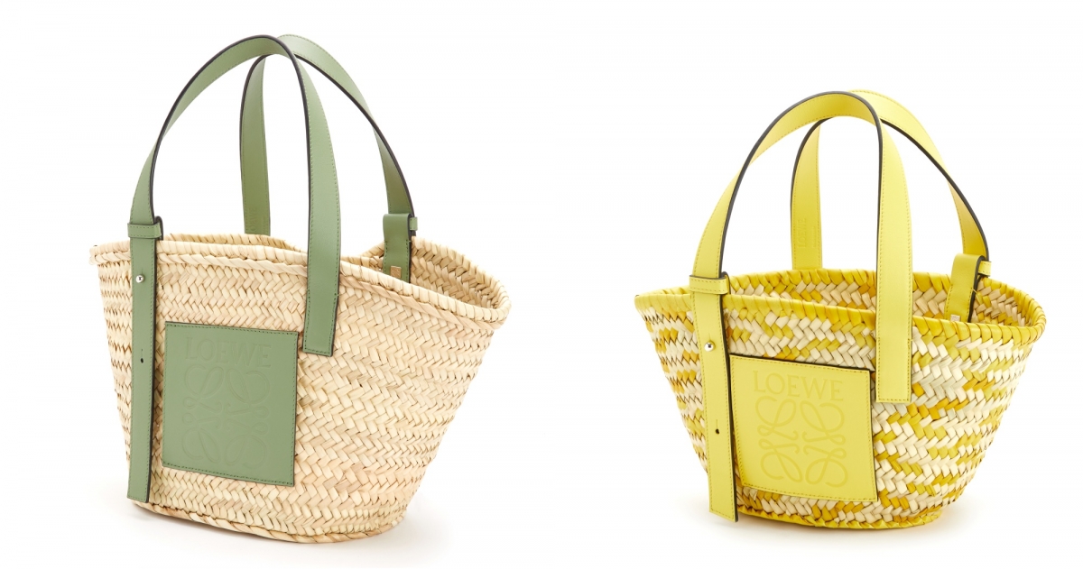 LOEWE迷迭香綠編織手提包，NT$19,000_檸檬黃編織小號手提包，NT$19,000