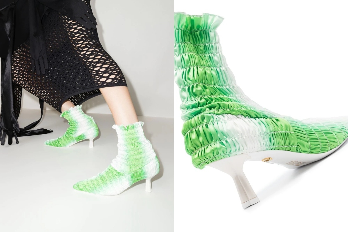 Amy Crookes ruched 65mm ankle boots