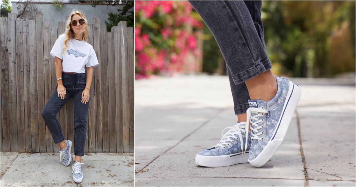 Keds JUMP KICK DUO 變形蟲印花有機棉厚底鞋，NT$2,690 