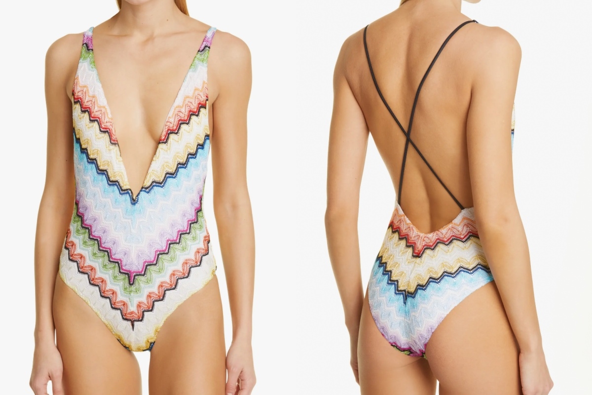 Missoni V-neck zigzag swimsuit