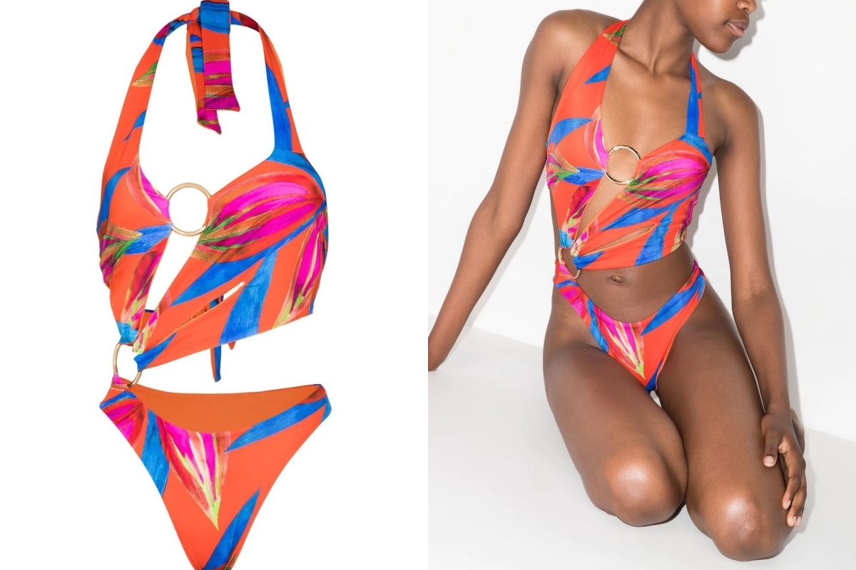 Louisa Ballou hoop-detail cut-out swimsuit