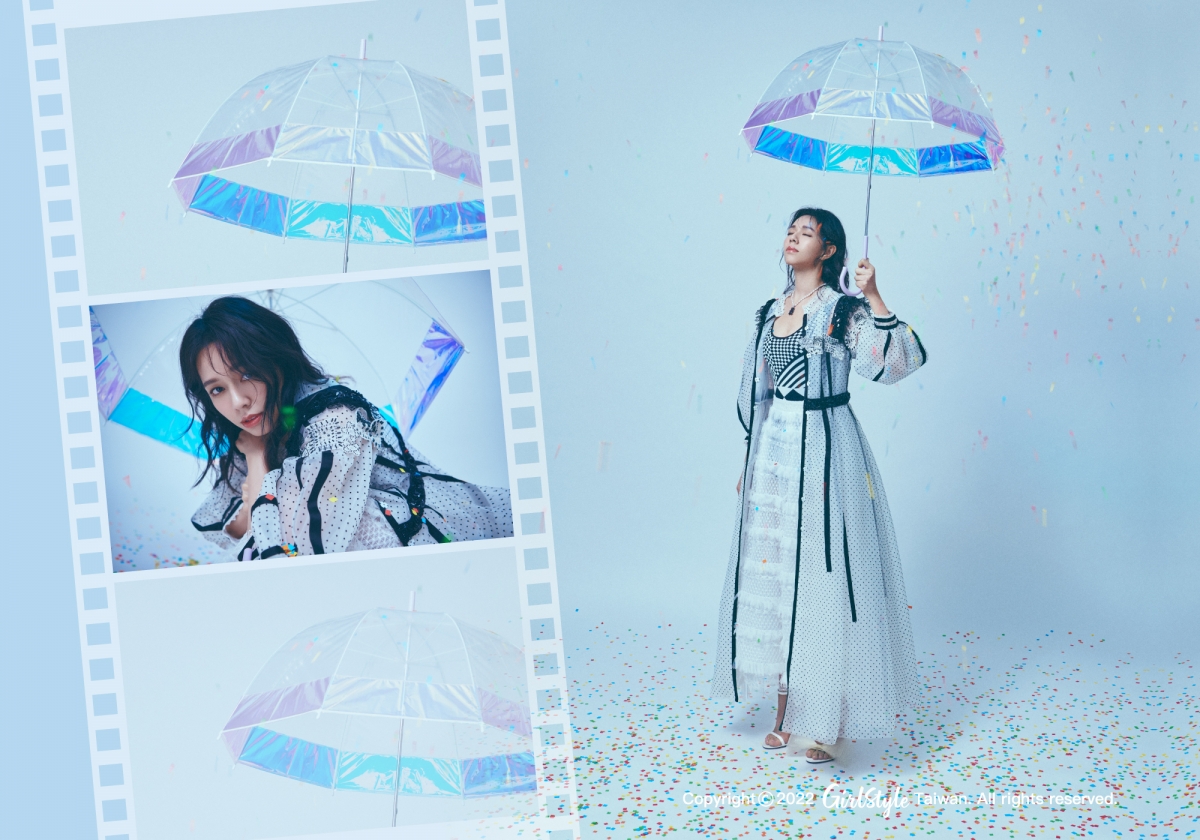 夏于喬穿著夏姿澎紗裙裝、JIMMY CHOO 大蝴蝶結跟鞋、APM MONACO Yummy Bears系列項鍊。