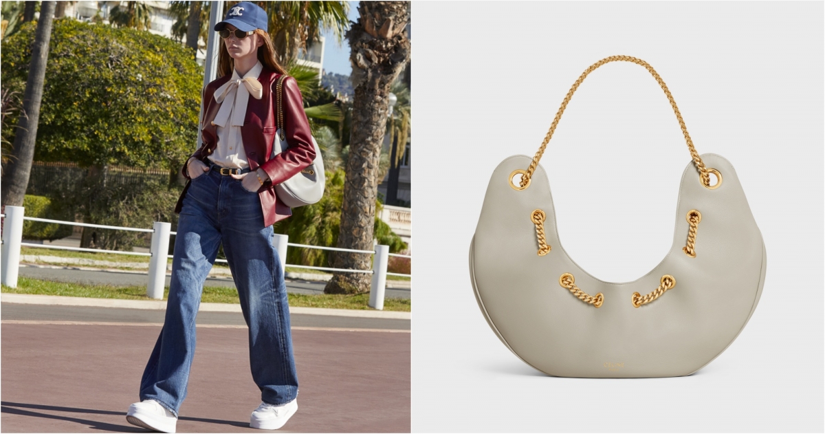 CELINE AVA CHAIN大型皮革鍊條半月包,NT$105,000
