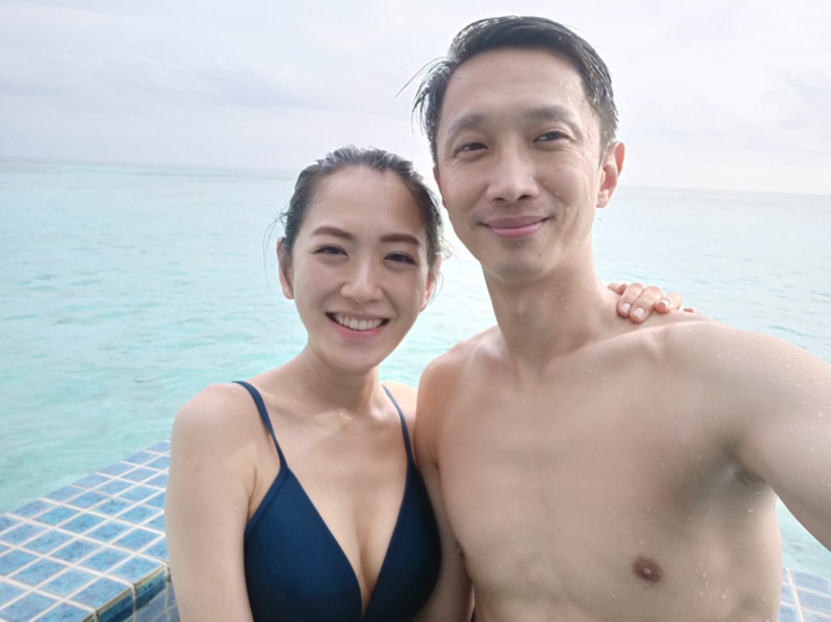 楊千霈與老公同遊馬爾地夫