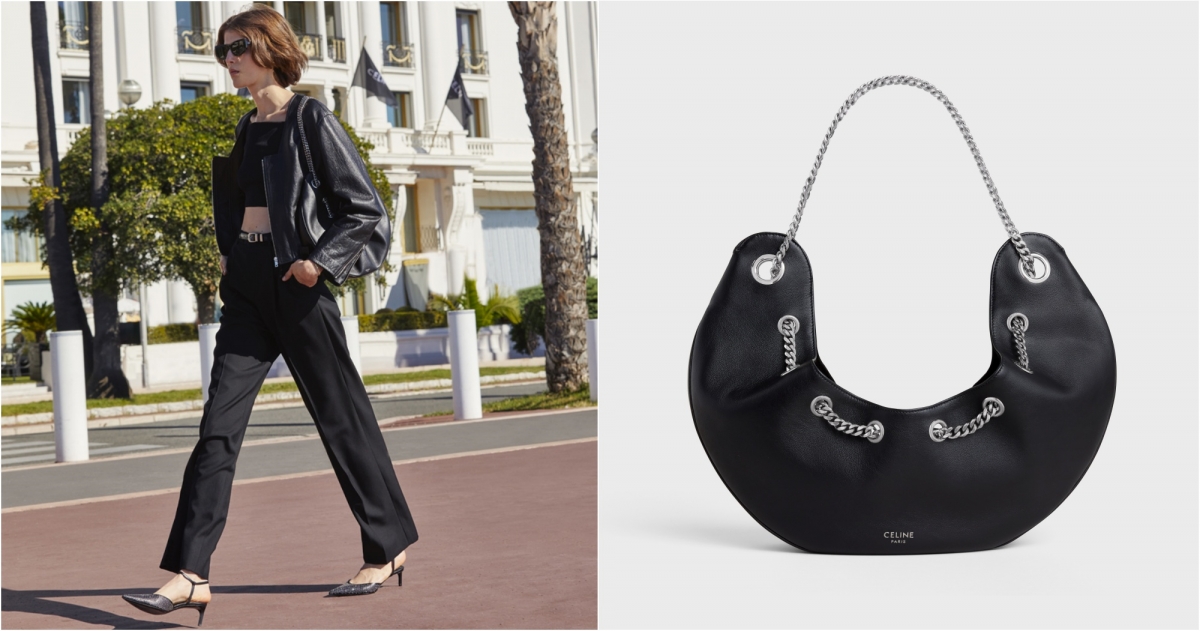 CELINE AVA CHAIN大型皮革鍊條半月包,NT$105,000