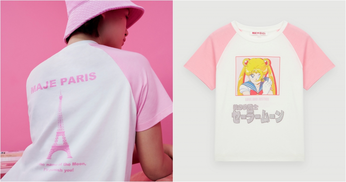 Maje x 美少女戰士限定系列_MFPTS00590-0183_撞色短袖印花上衣，NT$4,410