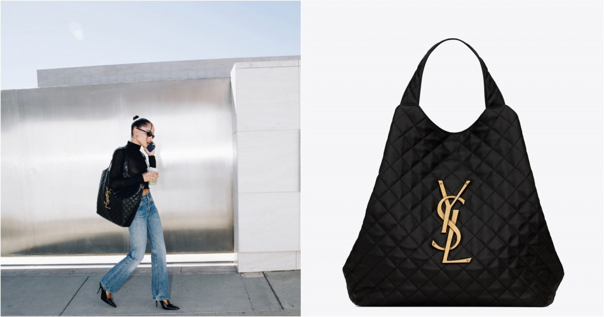 SAINT LAURENT ICARE MAXI 黑色YSL LOGO大型購物袋