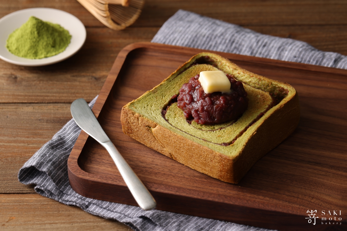 烤宇治抹茶蜜紅豆生吐司