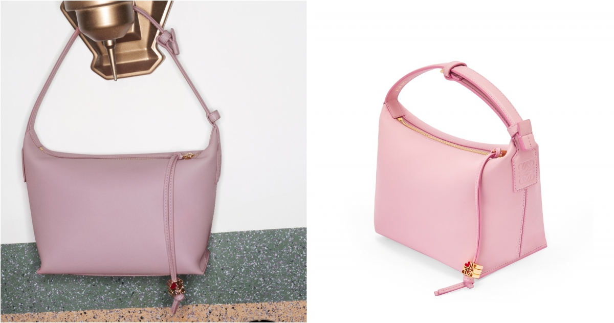 LOEWE Cubi 520大麗花粉納帕小牛皮肩背提包，NT$55,000