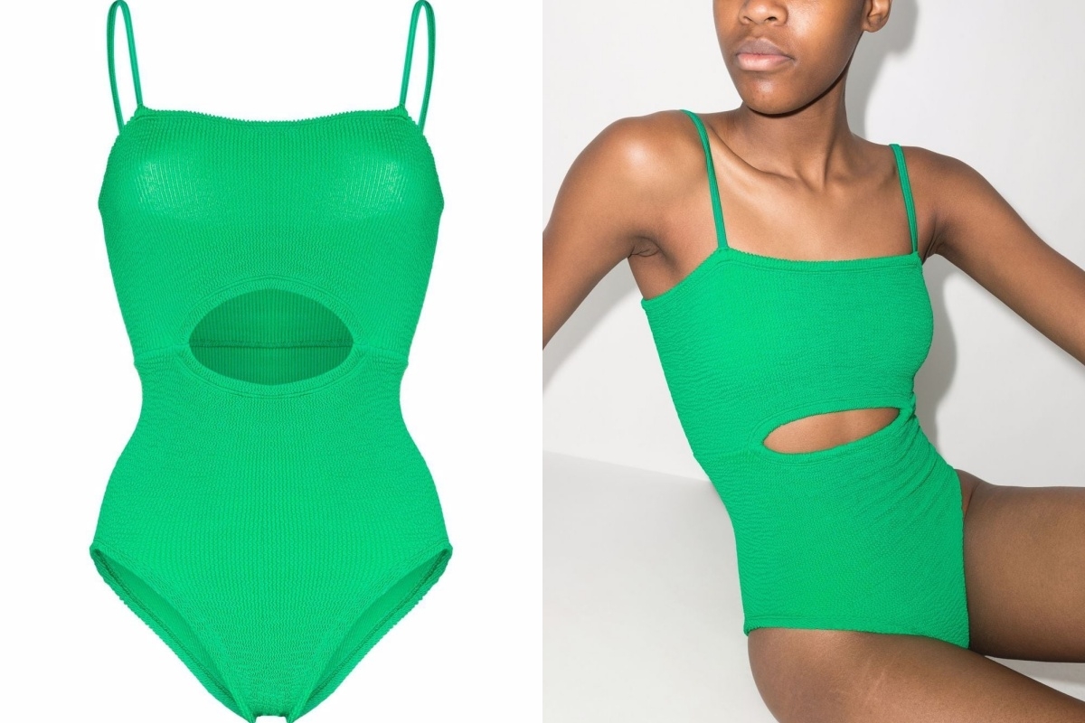 Hunza G Lara cut-out crinkled swimsuit
