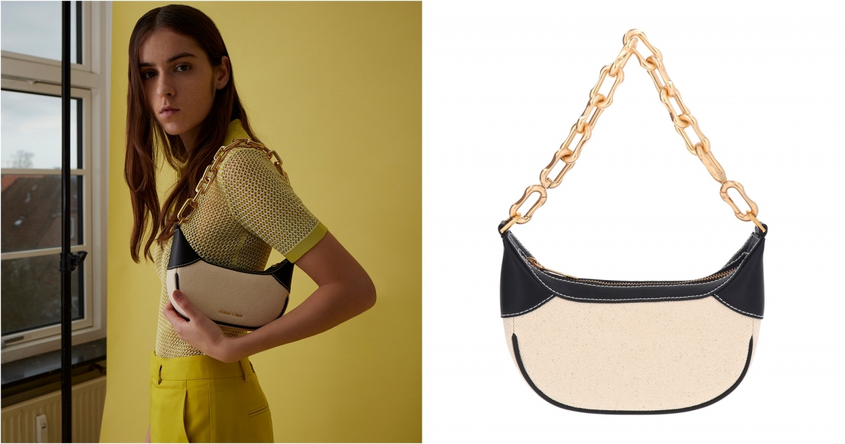 CHARLES KEITH Shalia 粗鍊條帆布半月包,NT$1,990