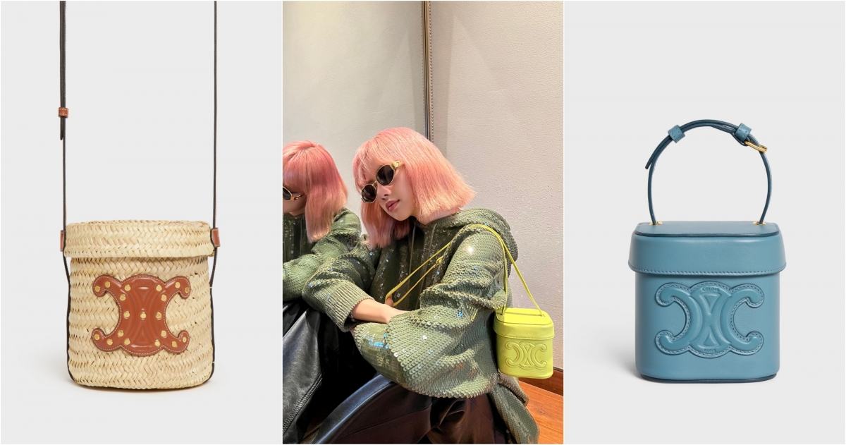 CELINE草編水桶包,NT$26,500_CELINE CUIR TRIOMPHE皮革小型水桶包,NT$54,000