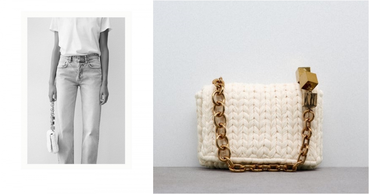 ZARA編織布料肩包，NT$1,790