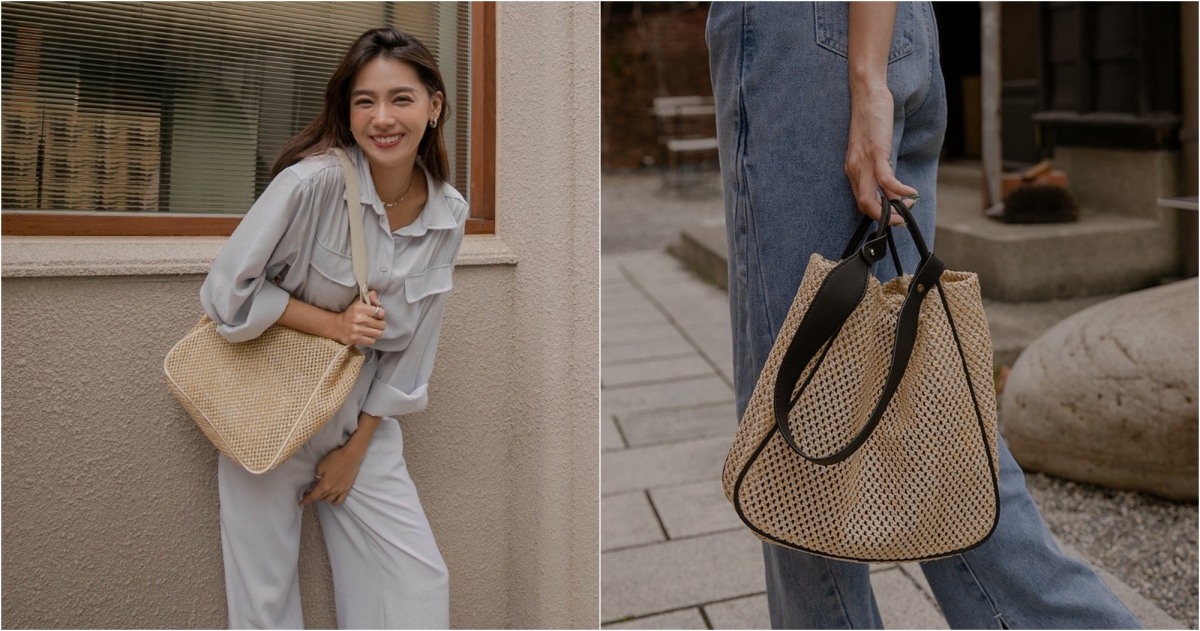 Mercci22草編肩背手提兩用包，NT$1,280