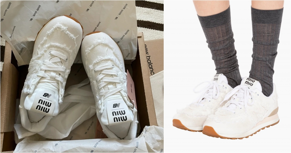 574 New Balance x Miu Miu牛仔布運動鞋，NT$32,500