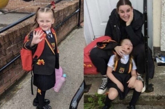 小女孩一下課就睡翻