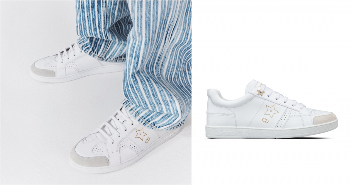 Dior Star 白色小牛皮金色 CD 星星圖案休閒鞋，NT$27,000