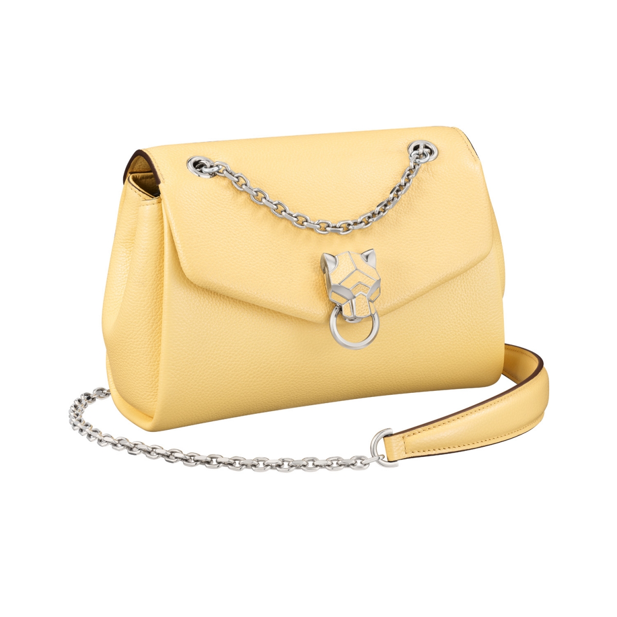 Cartier Panthère de Cartier 美洲豹淡黃色迷你款鍊帶包，NT$ 90,500