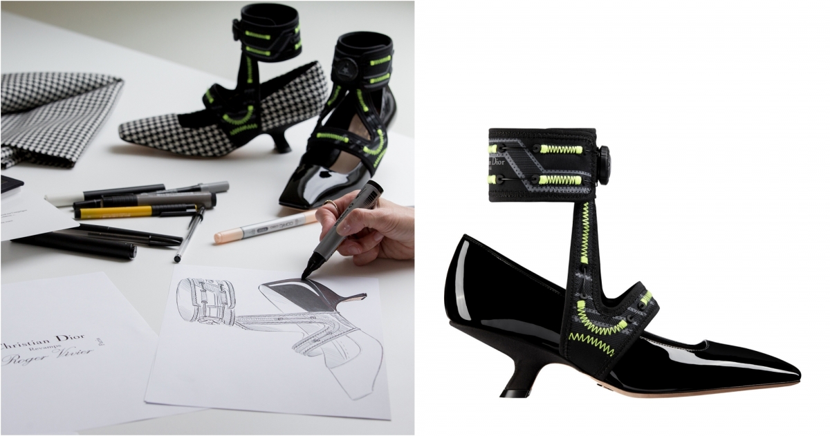 Dior 62-22 黑色漆面小牛皮與科技腳踝護套低跟鞋，NT$43,000