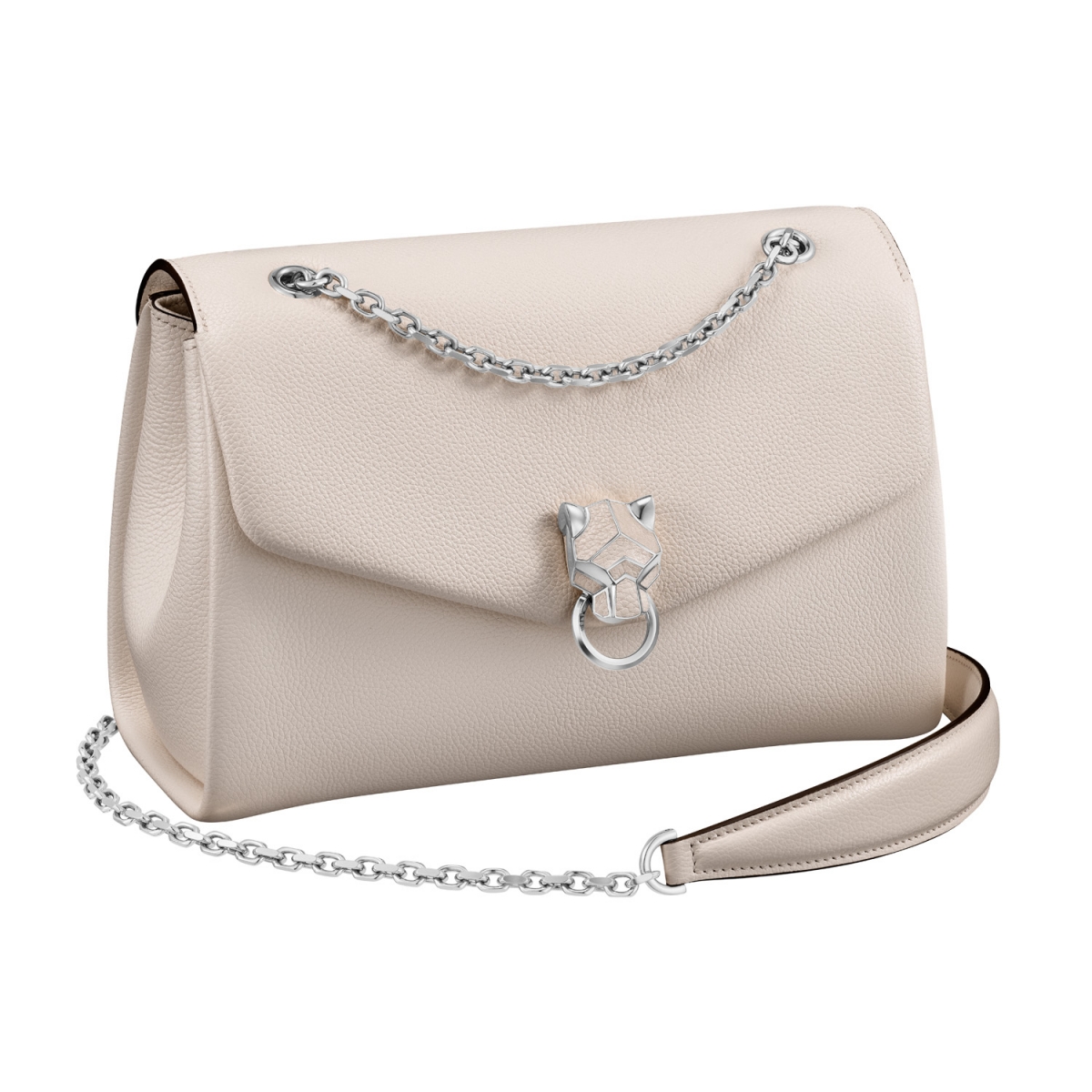 Cartier Panthère de Cartier 美洲豹米色小型款鍊帶包，NT$100,000