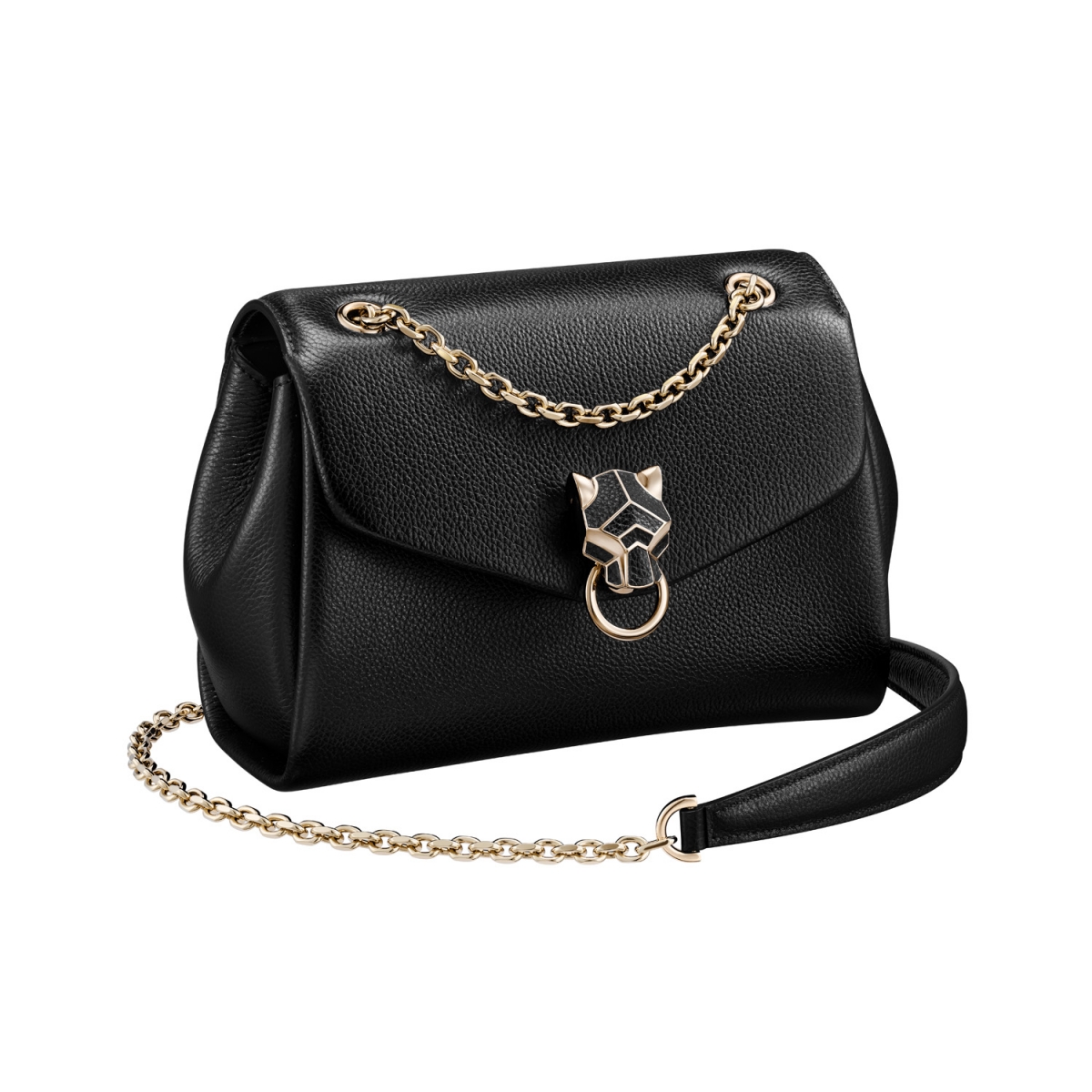 Cartier Panthère de Cartier 美洲豹黑色迷你款鍊帶包，NT$ 90,500