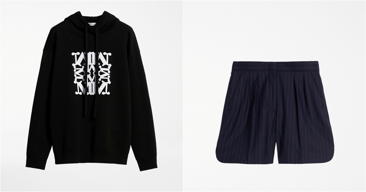Max Mara Prefall22 連帽LOGO T，NT$32,800/Prefall22 條紋短褲，NT$22,800