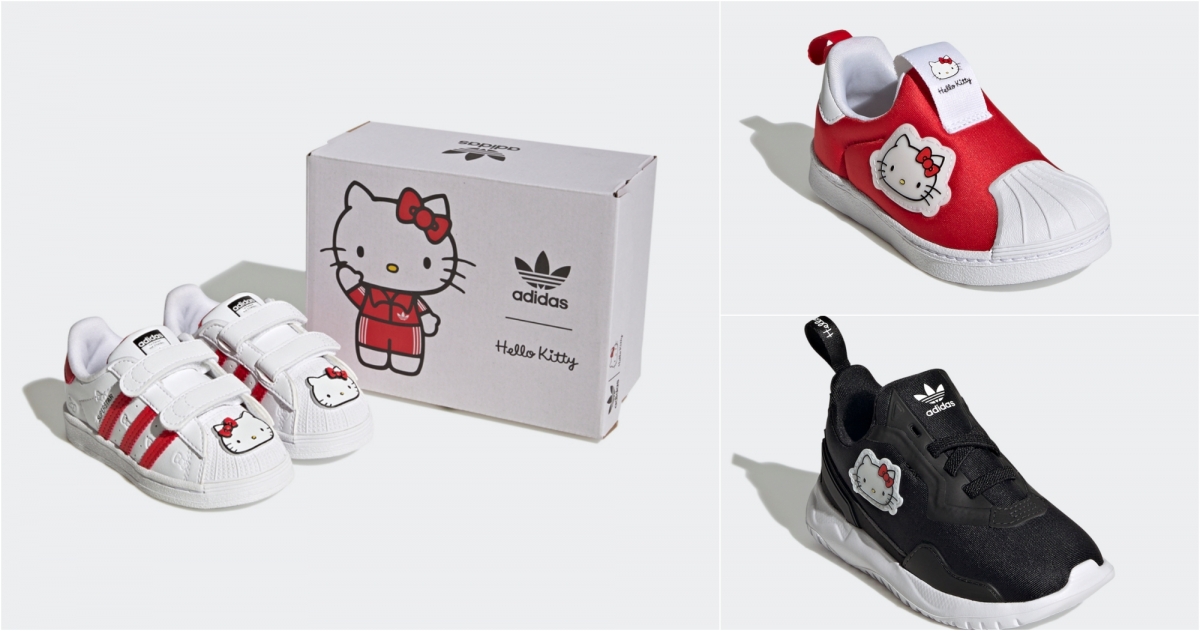 adidas Originals X Hello Kitty SUPERSTAR CF I，NT$2,190／ORIGINALS FLEX EL I，NT＄2,190／SUPERSTAR 360 I，NT＄1,990