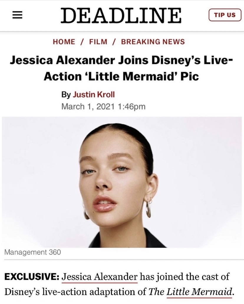 迪士尼宣布由潔西卡擔任烏蘇拉一角