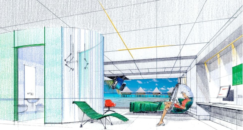 月球度假村房間內的宇宙之窗