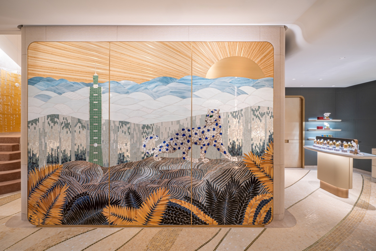 卡地亞台北101旗艦店3F_馬賽克藝術家 Mathilde Jonquière的美洲豹藝術創作