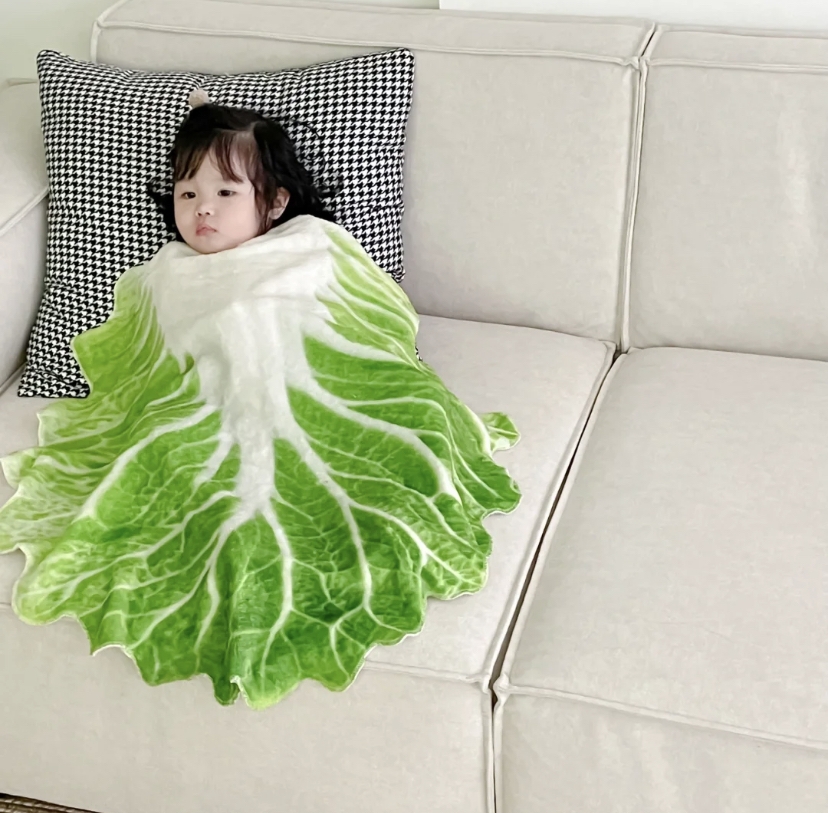 網友分享「白菜造型小棉被」