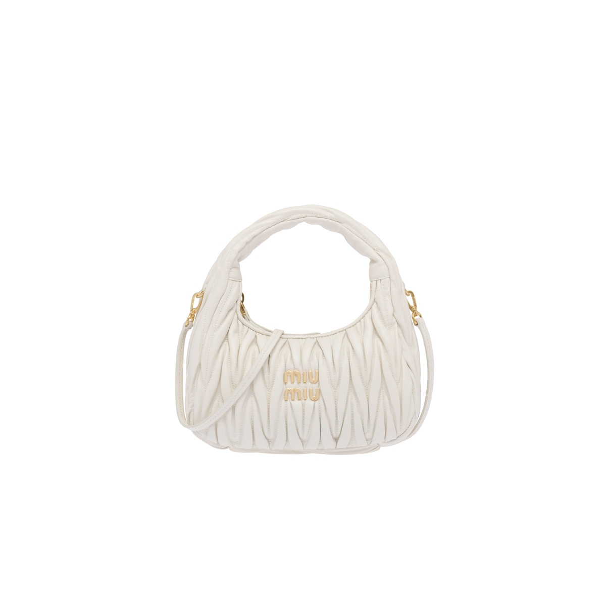 Miu Wander Matelassé 納帕軟皮革手提肩背包，$67,000。