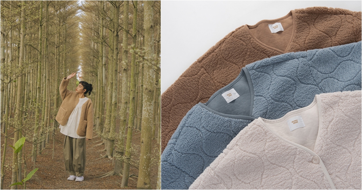 Queen Shop QQ毛波浪紋設計外套，NT$1,280