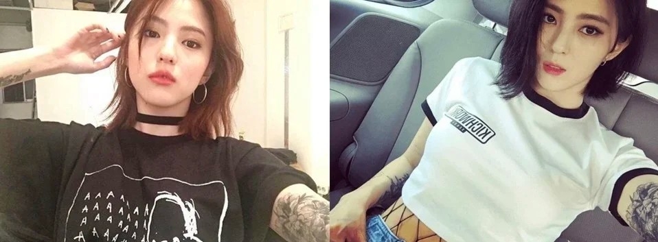 韓韶禧過去有不少刺青