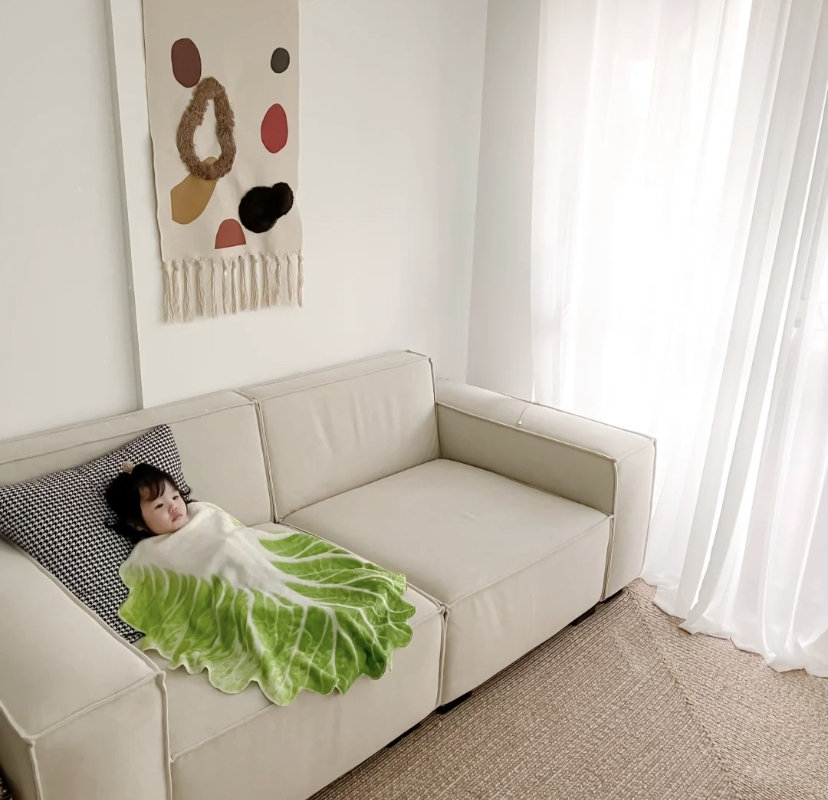 「白菜造型小棉被」小朋友示範