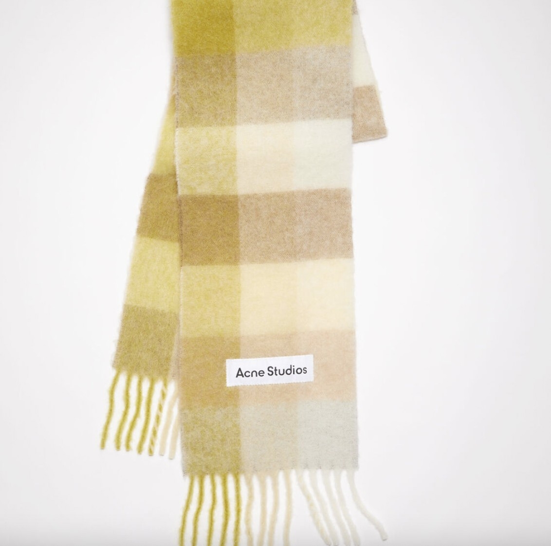 CHECKED WOOL FRINGE SCARF