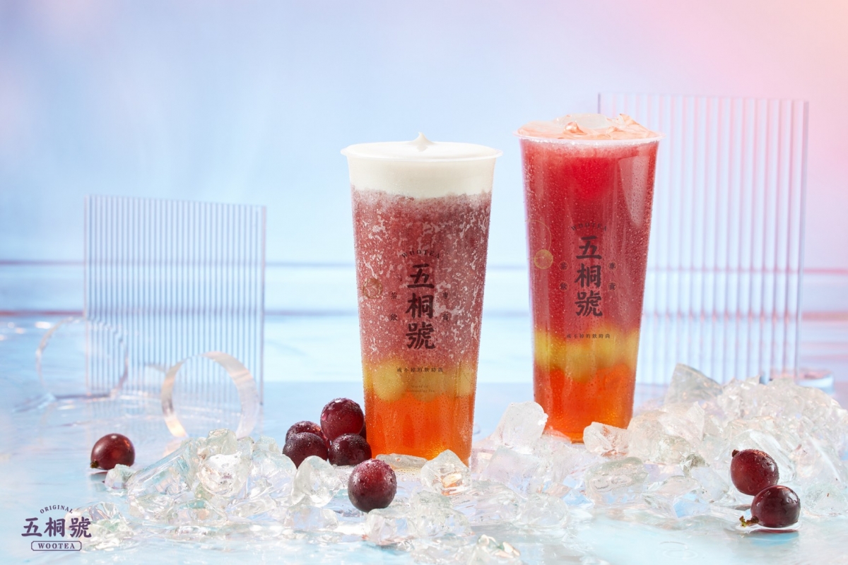 雪絨葡萄果粒、葡萄冰茶凍飲