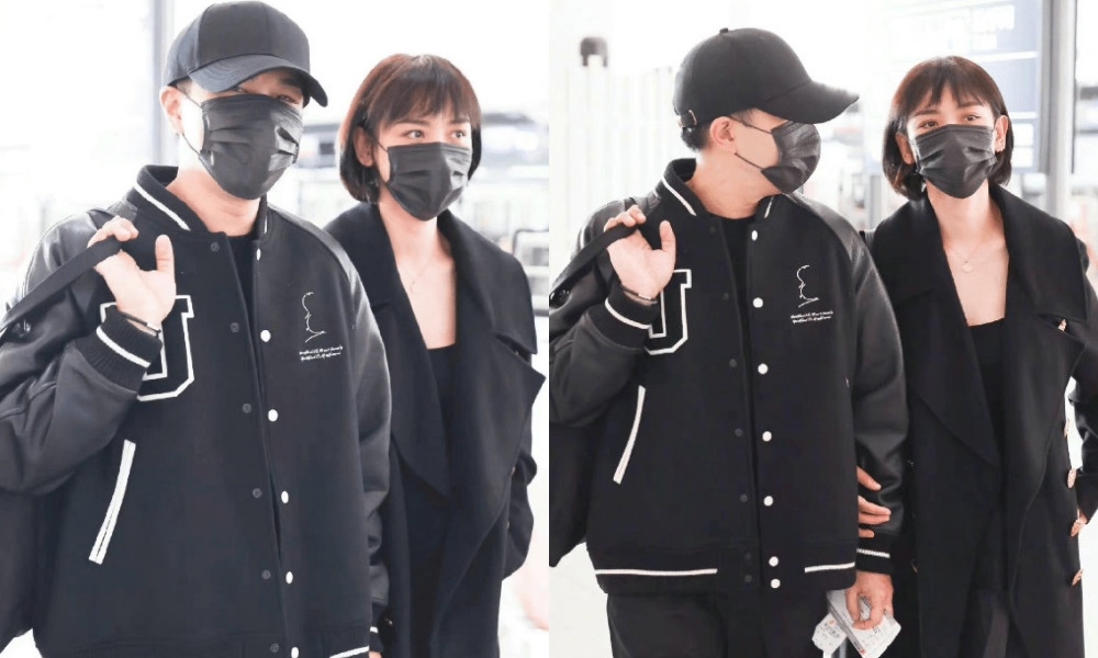 劉愷威和李曉峰現身機場親密手挽手