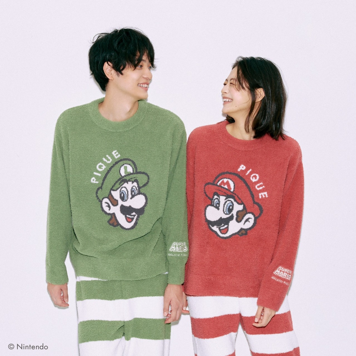 SUPER MARIO X GELATO PIQUE 角色緹花上衣套裝（路易吉、瑪利歐)