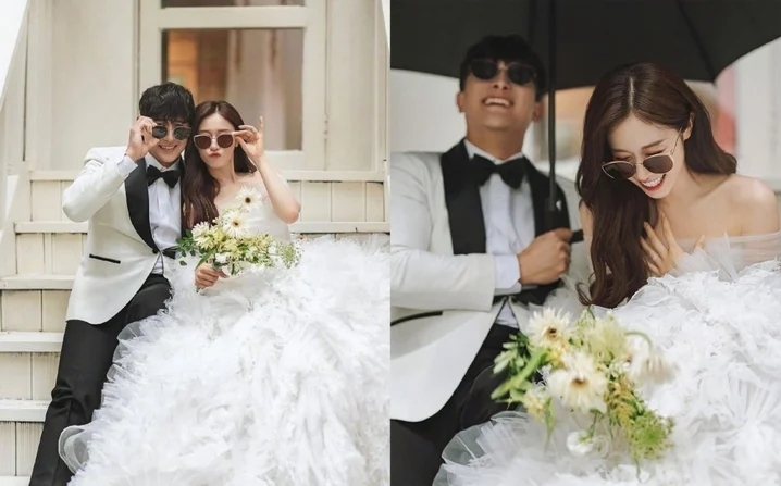 芝妍與黃載均的結婚照