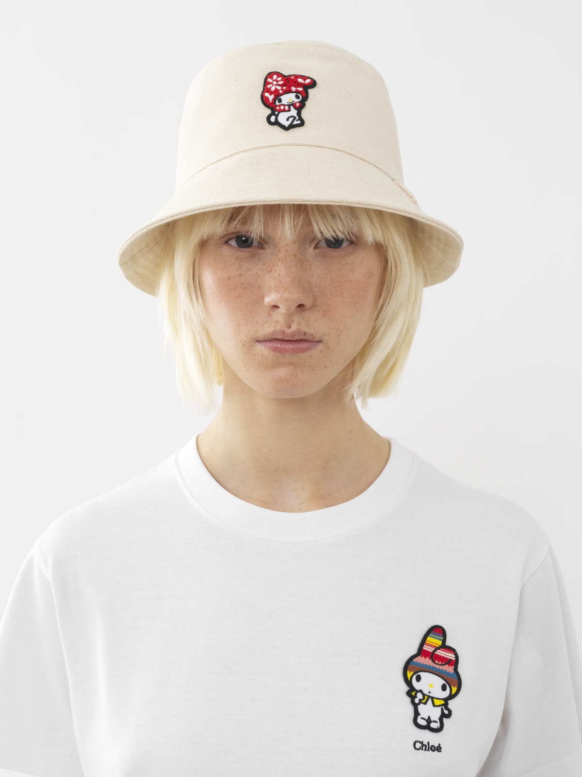 Chloé MyMelody農曆年限定聯名漁夫帽-白色款，NT$10,800 