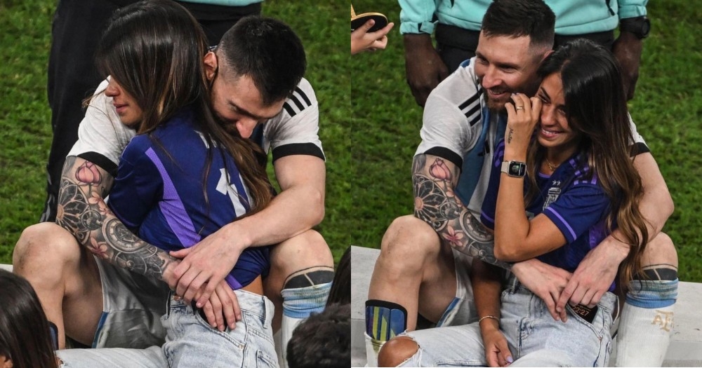 梅西與老婆相擁感動哭